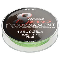 Daiwa Tournament 8 Braid EVO Chartreuse - Hilo de pescar trenzado  1000 m , rojo oscuro, Dm: 0,35mm