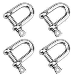 DESON Cerradura de Grillete de Anillo en D de Acero Inoxidable 304, M10, 4 PCS Grilletes M10 de Grado Marino, Alta Resistenci