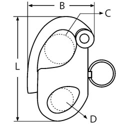 FP INOX Mosquetón Drisse a Ojo Longitud 96 mm, Acero Inoxidable 316 – A4