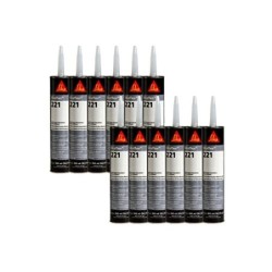 Set de 12 Colas de Masilla Multiusos SIKA Sikaflex 221 - Blanco - 300ml
