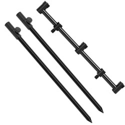 Croch Soporte para caña de pescar con barra Buzz Bar 3 cañas para pesca de carpa, color negro
