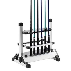 Soporte para cañas de pescar, soporte de aluminio para 12 cañas de pescar, con base estable, organizador de cañas de pescar, 