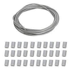 Cable De Acero Inoxidable 304 1.5mm X 30m 7 * 7 Cable Acero Trenzado Kit De Suspensión De Cuerda Con 30 Pcs Manguito De Engar